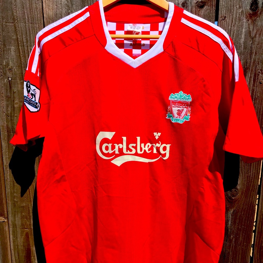 Vintage Liverpool replica Adidas jersey. Carlsberg. Barclays premier league.